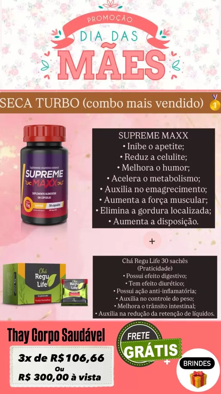 Promoção do mês das mães : Maxx+Cha Regu Life 30 sachê 