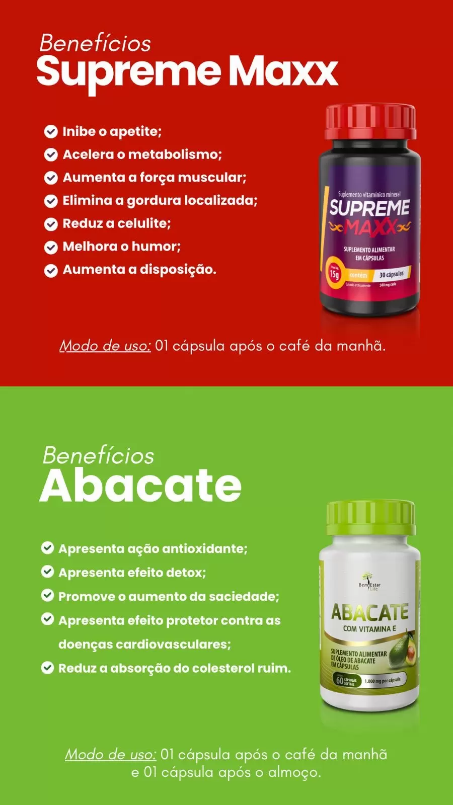 COMBO SUPREME MAXX + ÓLEO DE ABACATE 60 CAPS