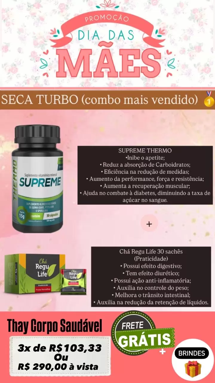 Promoção mês das Mães : Thermo+Cha Regu Life 30 sachê 