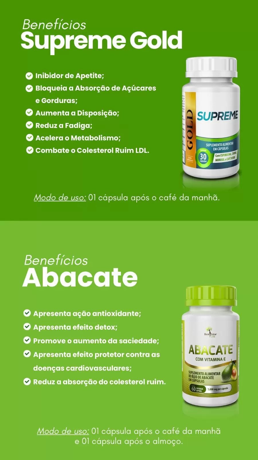 COMBO SUPREME GOLD + ÓLEO DE ABACATE 60 CAPS