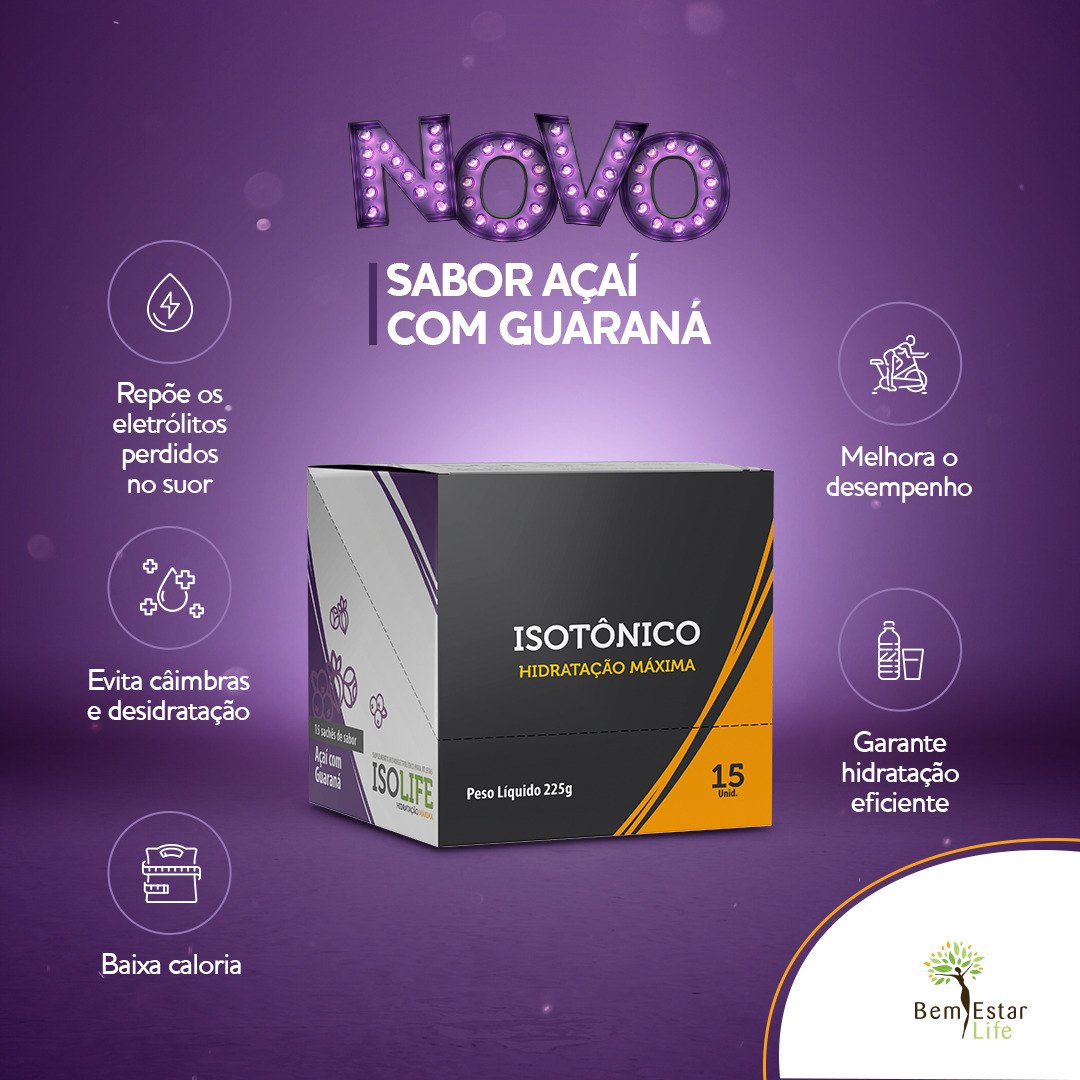 ISO LIFE - ISOTONICO - 15 SACHET  AÇAI COM GUARANÁ