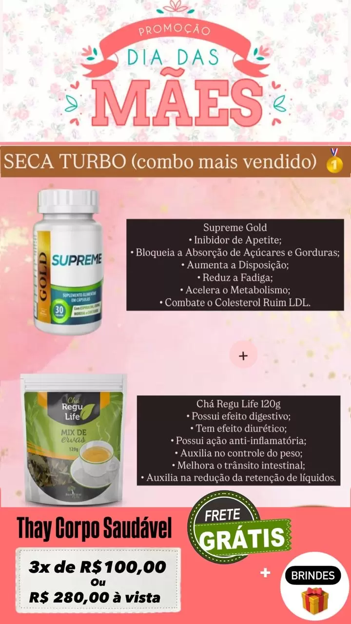 Promoção do mês das mãe : Gold+Cha Regu Life Pacotão 